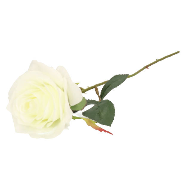 4 x Kunstbloemen steelbloem witte roos Simone 45 cm - Kunstbloemen