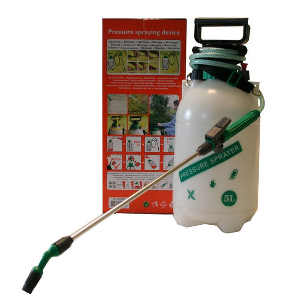 Hogedruk plantensproeier/onkruidverdelger 5 liter met draagriem - Plantenspuiten