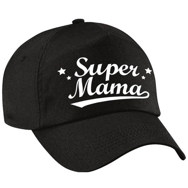 Super mama moederdag cadeau pet zwart voor dames - Verkleedhoofddeksels