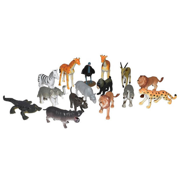Plastic speelgoed safari dieren speelset 15-delig - Speelfigurenset
