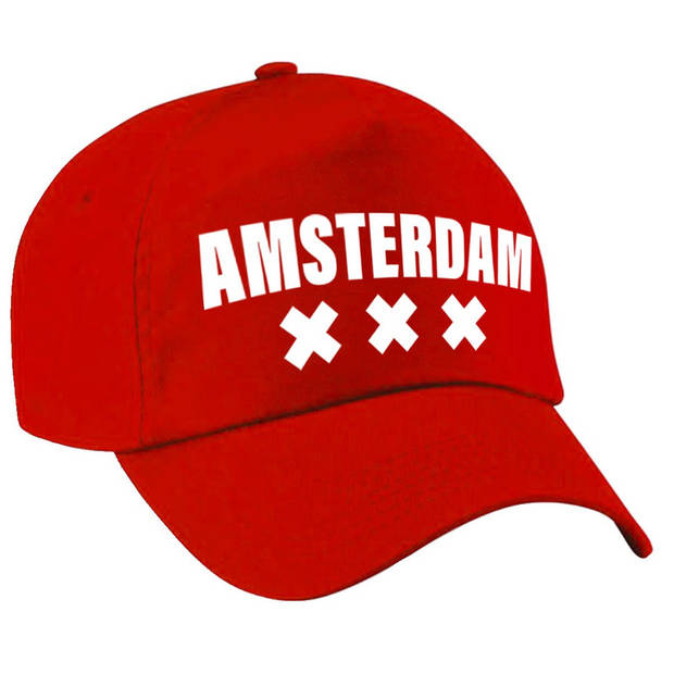 Amsterdam pet rood voor dames en heren - Verkleedhoofddeksels