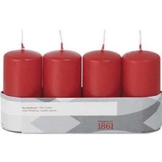 12x Kaarsen rood 5 x 10 cm 18 branduren sfeerkaarsen - Stompkaarsen
