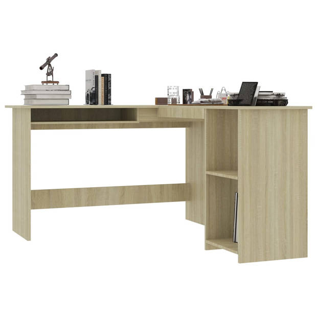 The Living Store Hoekbureau - L-vormig - Bewerkt hout - 120 x 140 x 75 cm - Sonoma eiken