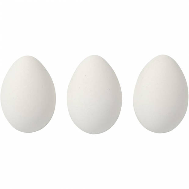 Set van 12x stuks witte eieren kunststof 6 cm - Feestdecoratievoorwerp