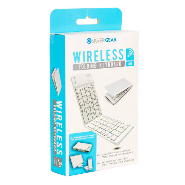Silvergear Opvouwbaar Draadloos Toetsenbord - QWERTY - Bluetooth - Voor Smartphone, Tablet en Computer
