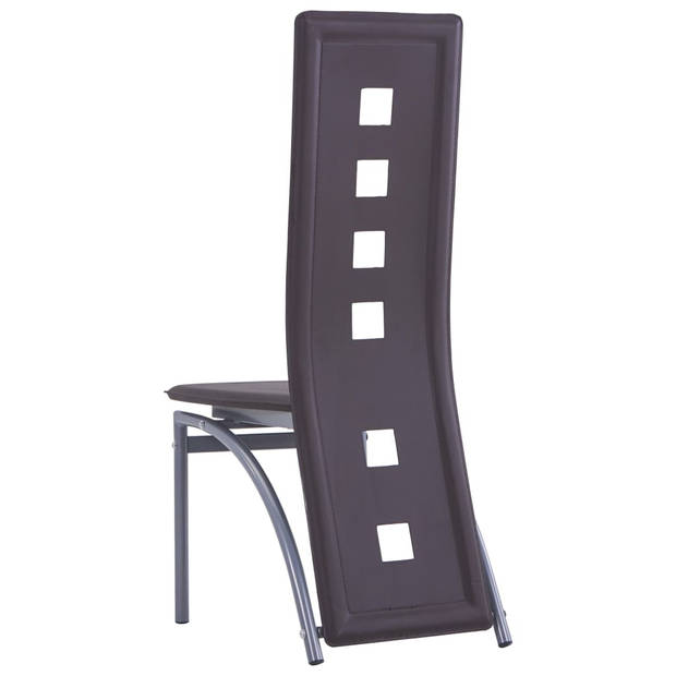 The Living Store Eetkamerstoelen - Bruin - Kunstleer - 43 x 55.5 x 108 cm - Ergonomisch ontwerp - Set van 2 stoelen