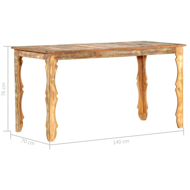 The Living Store Eettafel Massief Gerecycled Hout - 140 x 70 x 76 cm - Retro stijl