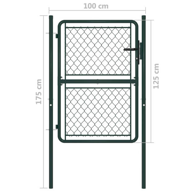 The Living Store Tuinpoort - Staal - 100 x 175 cm - Groen - Inclusief slot en kruk