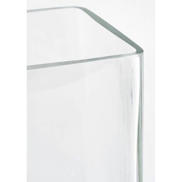 Hoge glazen vaas transparant glas rechthoekig 20 x 10 x 30 cm - Vazen
