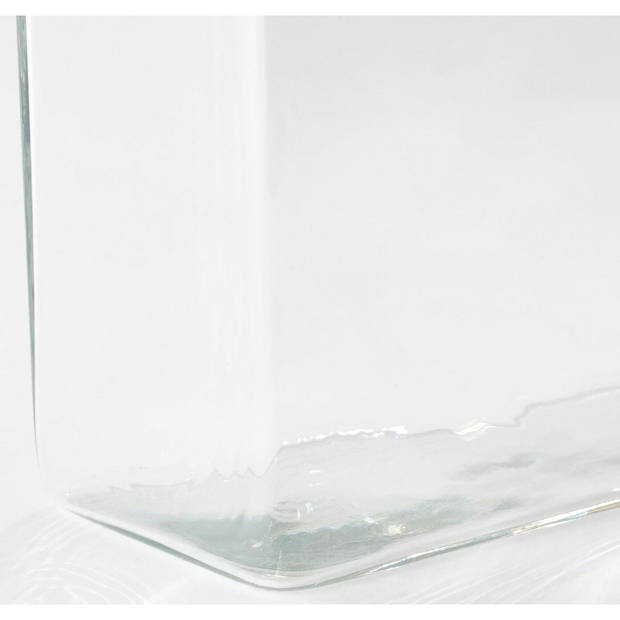 Hoge glazen vaas transparant glas rechthoekig 20 x 10 x 30 cm - Vazen