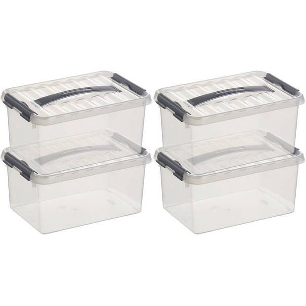 4x Kunststof stapelbare opbergbak 6 liter 30 cm - Opbergbox