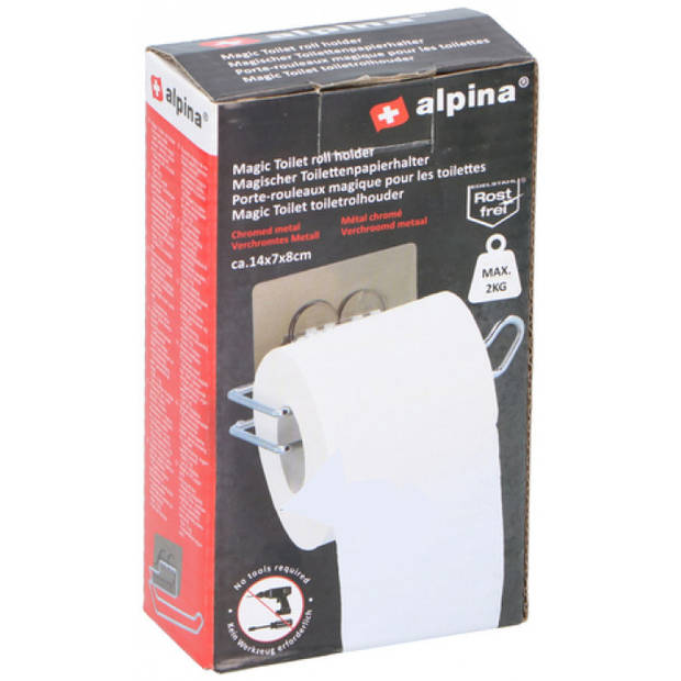 Alpina toiletrolhouder 14 x 7 x 8 cm staal zilver/bruin
