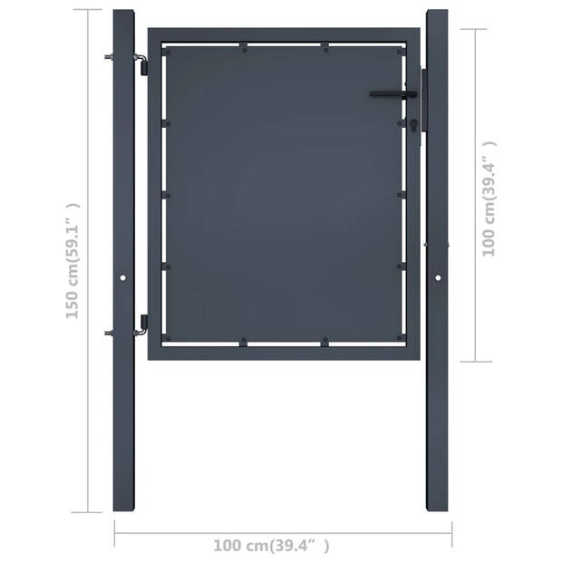 vidaXL Poort 100x100 cm staal antraciet