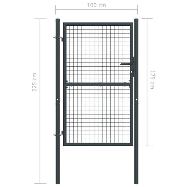 The Living Store Tuinpoort - Gegalvaniseerd staal - 100x225 cm - Antraciet