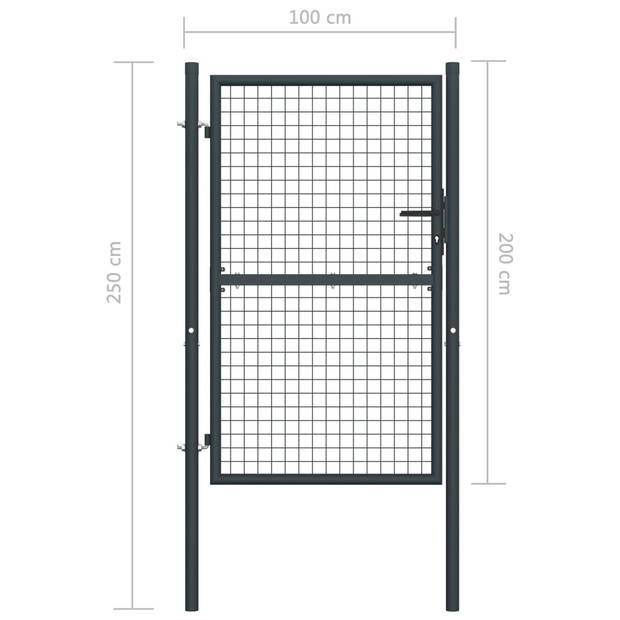 vidaXL Gaaspoort 100x250 cm gegalvaniseerd staal grijs