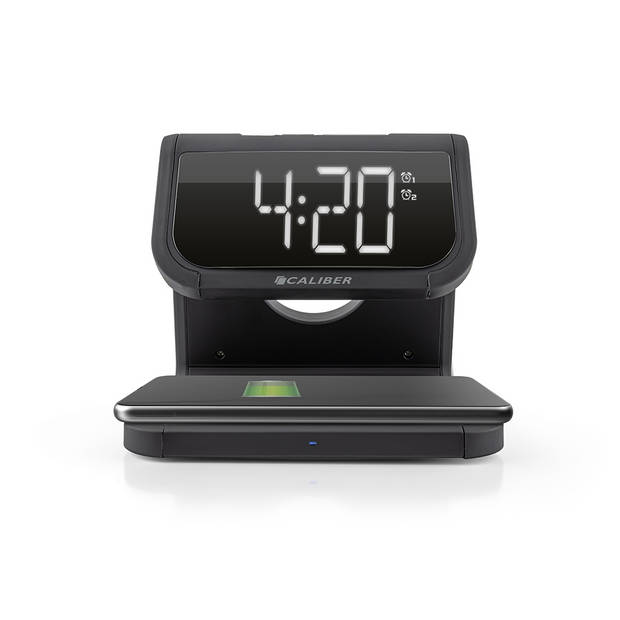 Caliber Digitale Wekker met Draadloze Oplader - Alarmklok met Nachtlampje en Dual Alarm (HCG020QI-B)