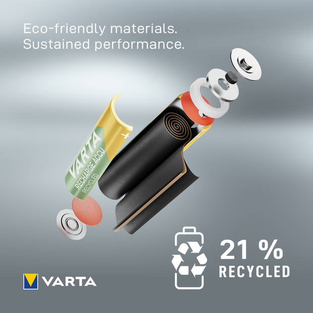 Varta oplaadbare batterijen recycled AAA blister 4