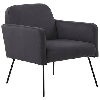 Beliani NARKEN - Fauteuil-Grijs-Fluweel