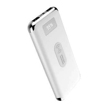 V-tac VT-3505 Powerbank met draadloze QI lader - 10.000 mAh - Wit