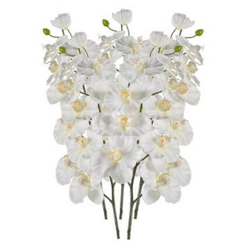 5x Phalaenopsis kunst tak 100 cm wit - Kunstbloemen