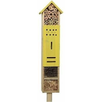 Geel huisje voor insecten 118 cm vlinderhuis/bijenhuis/wespenhotel - Insectenhotel