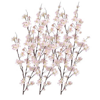 6x Stuks roze appelbloesem kunstbloem/tak met 57 bloemetjes 84 cm - Kunstbloemen