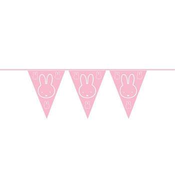 3x Roze Nijntje meisje geboren slingers van 6 meter - Vlaggenlijnen