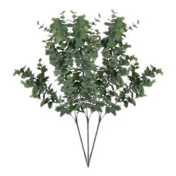 3 stuks Eucalyptus kunstbloemen takken 65 cm decoratie - Kunstplanten