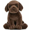Pluche bruine Labrador hond knuffel 16 cm - Honden huisdieren knuffels - Speelgoed voor kinderen