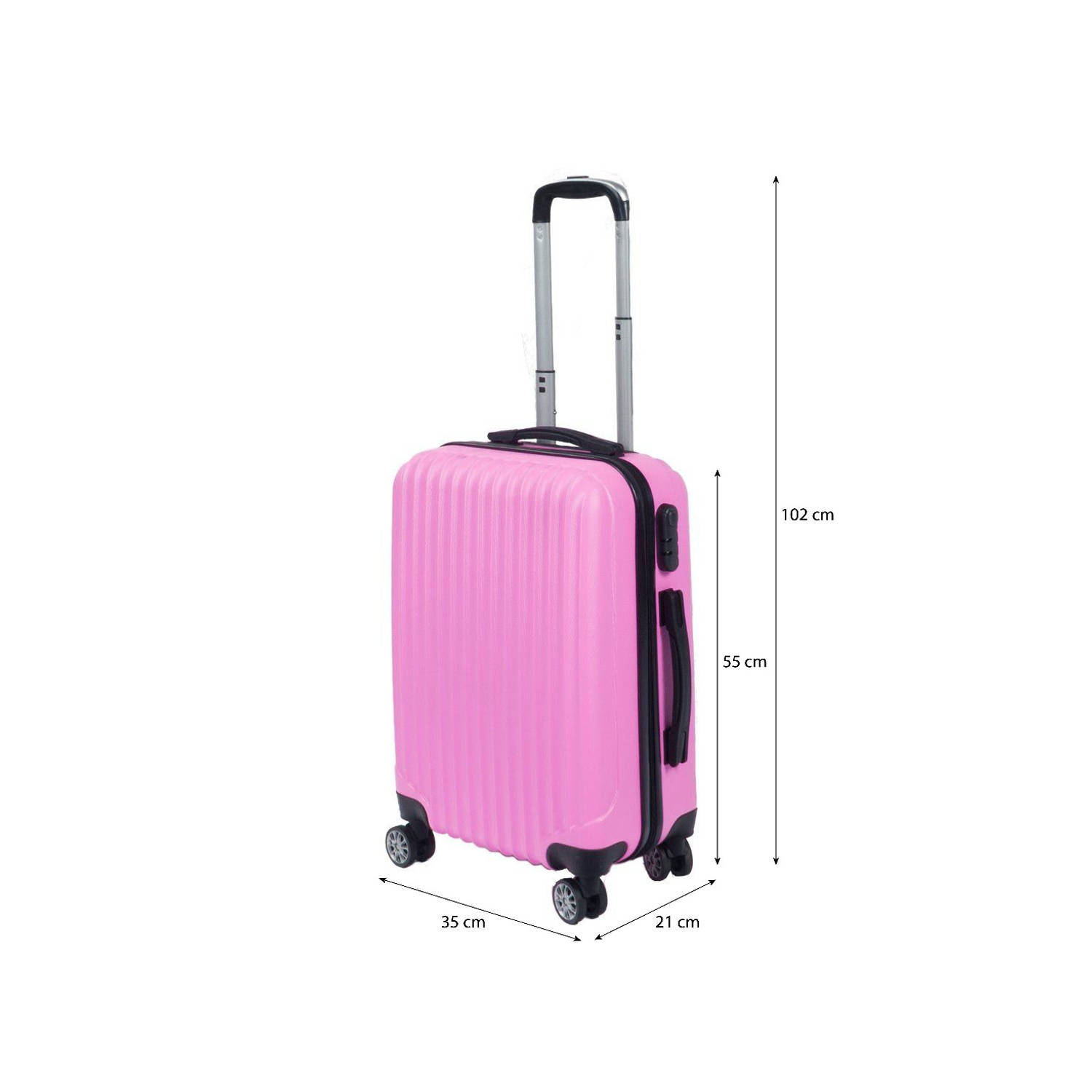 samen het formulier marionet Handbagage koffer 55cm roze 4 wielen trolley met pin slot | Blokker