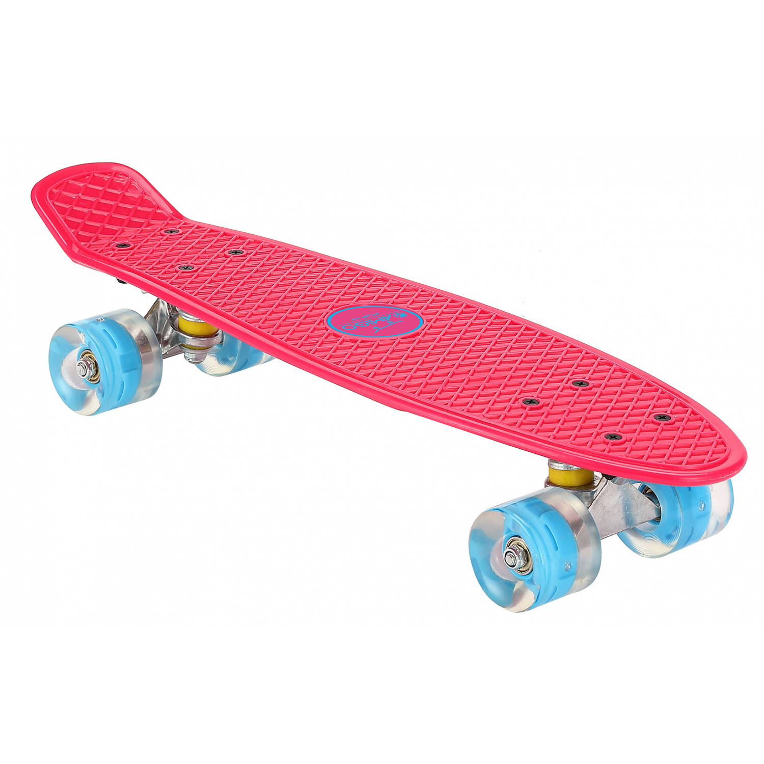 AMIGO skateboard met ledverlichting 55,5 cm roze-blauw