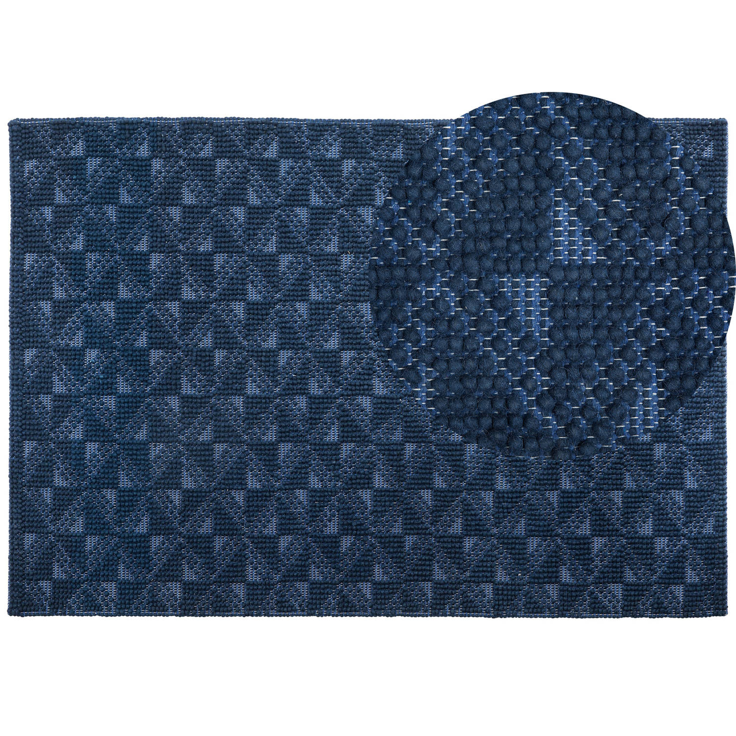 Beliani SAVRAN Vloerkleed Blauw Wol 160 x 230 cm