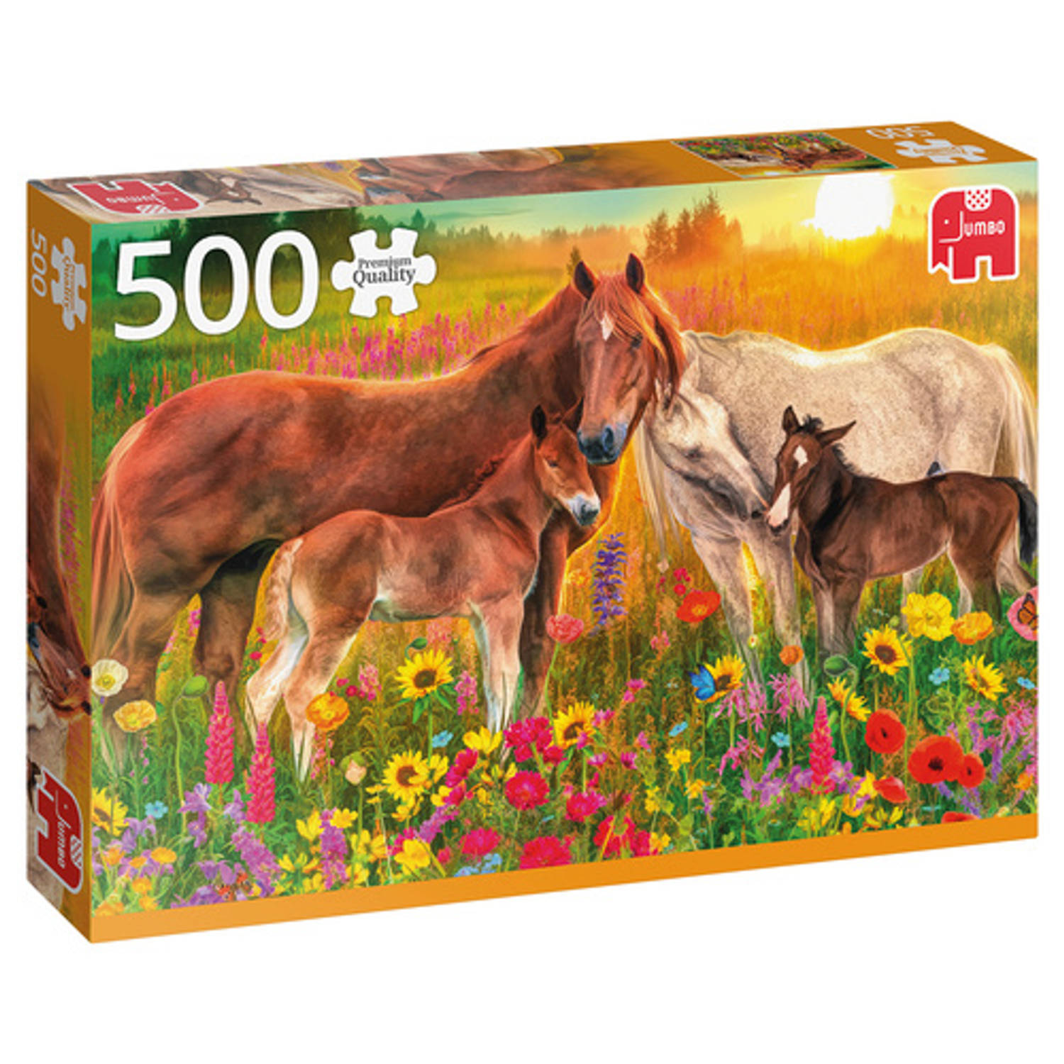 Jumbo Premium Collection Puzzel Horses in the Meadow - Legpuzzel - 500 stukjes