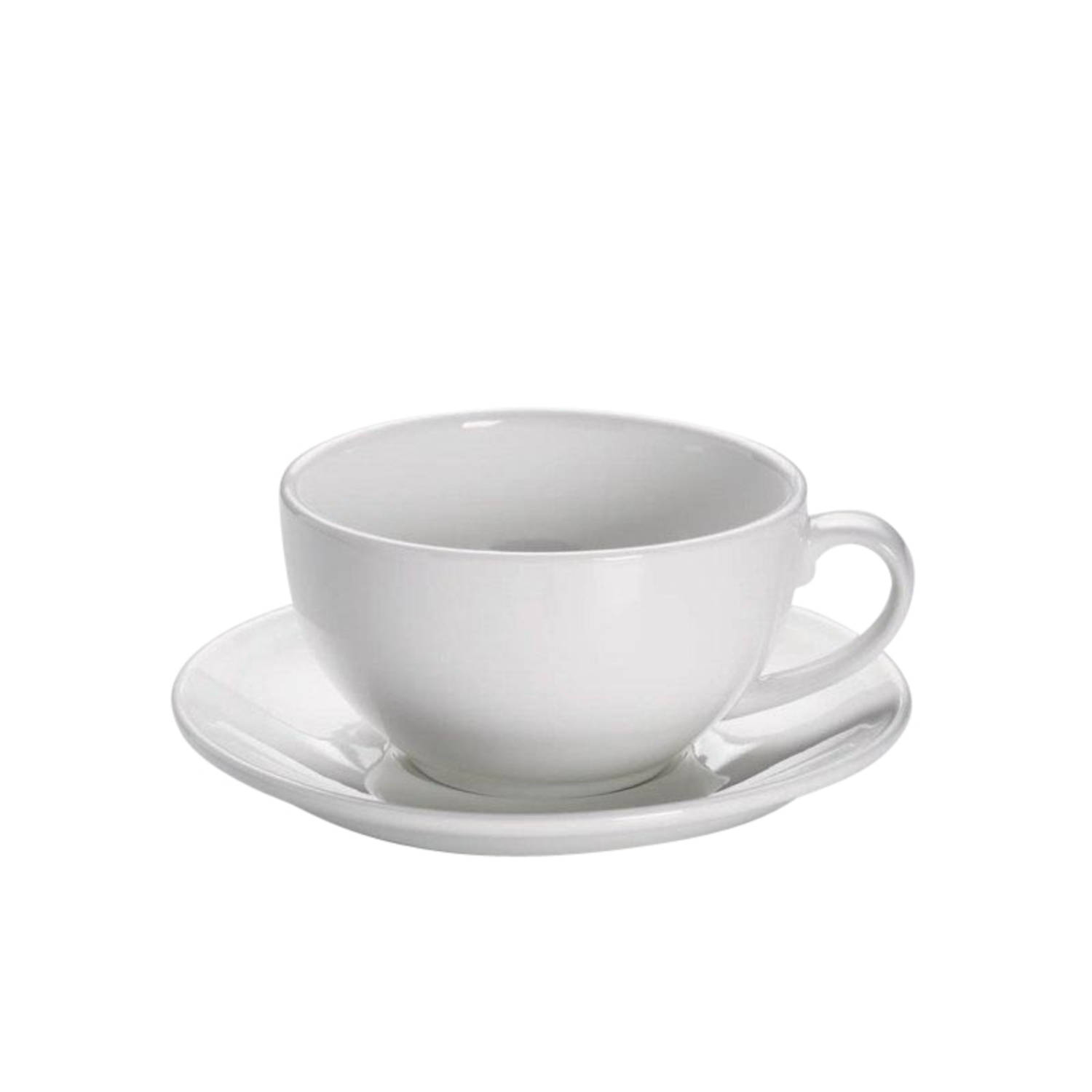 Maxwell & Williams White Basics Round - Cappuccino Kop en Schotel XL - 310 ml