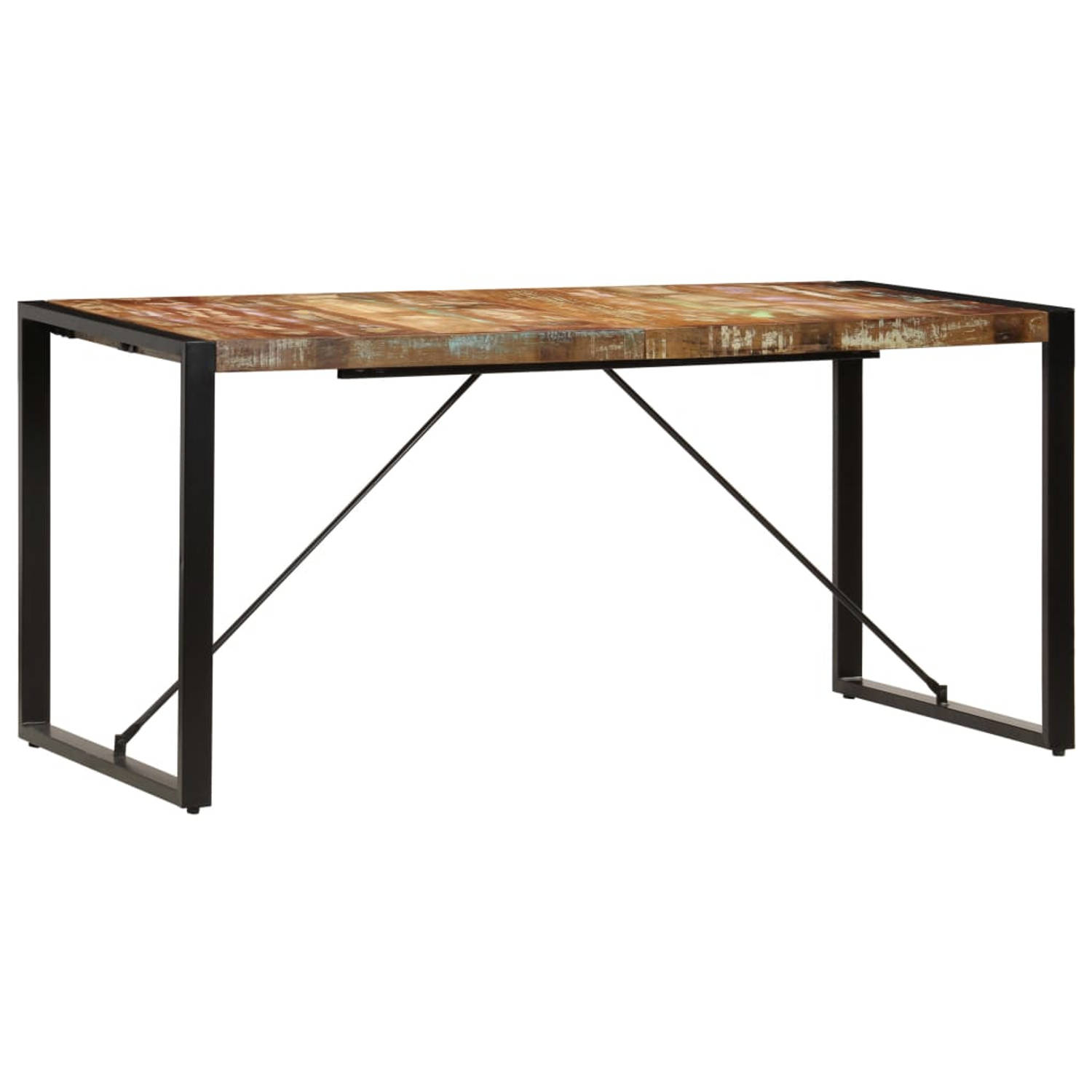 The Living Store Eettafel 160x80x75 cm massief gerecycled hout - Tafel