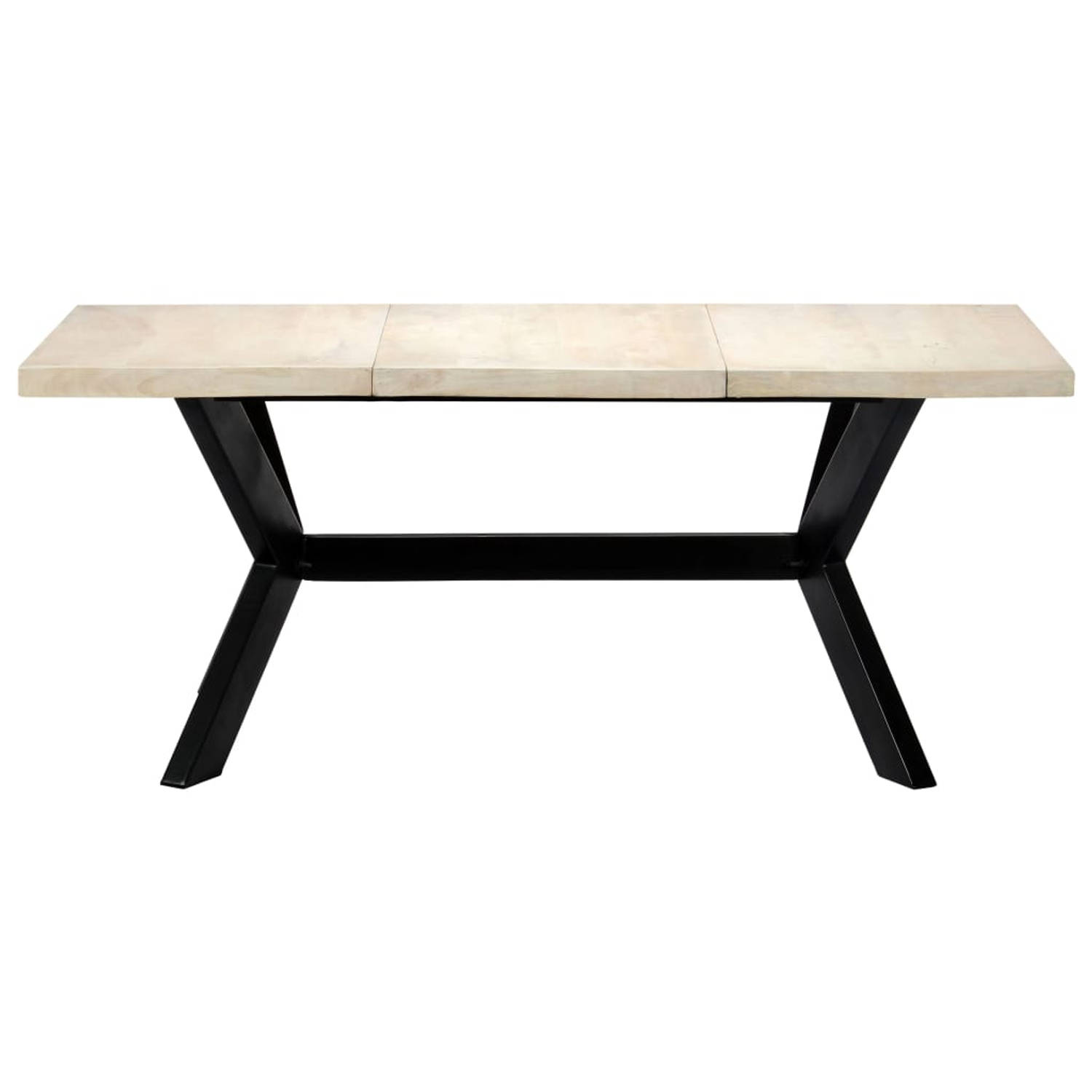 The Living Store Eetkamertafel Moderne Stijl Massief Mangohout 180 x 90 x 75 cm Witgebleekte Afwerki