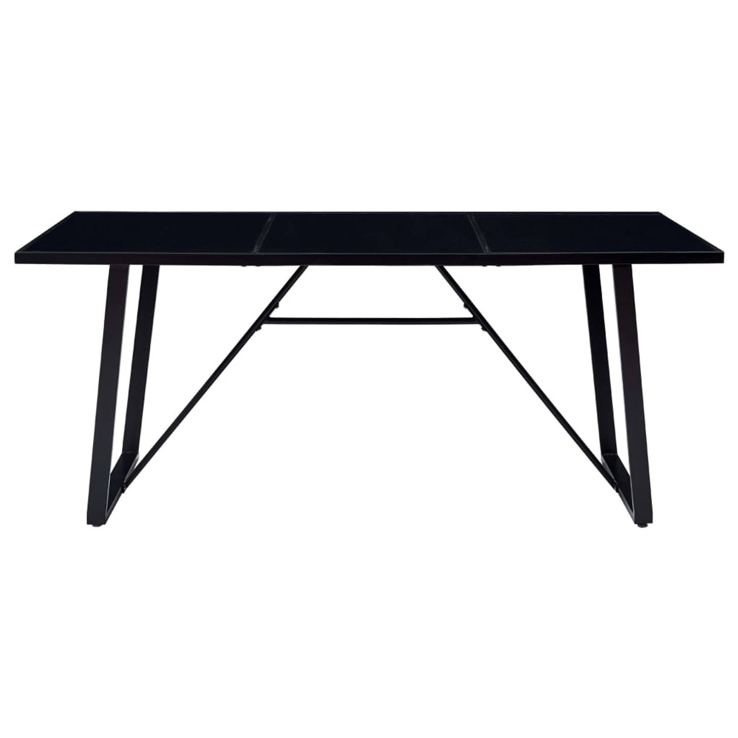 The Living Store Eettafel Moderne Zwart Glas 180x90x75cm Dikte 5mm