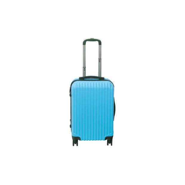 Handbagage koffer 55cm blauw 4 wielen trolley met pin slot