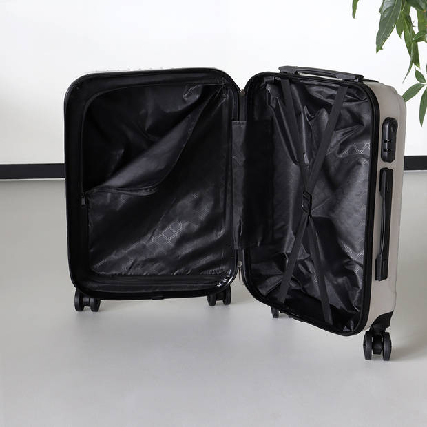 Handbagage koffer 55cm wit 4 wielen trolley met pin slot reiskoffer