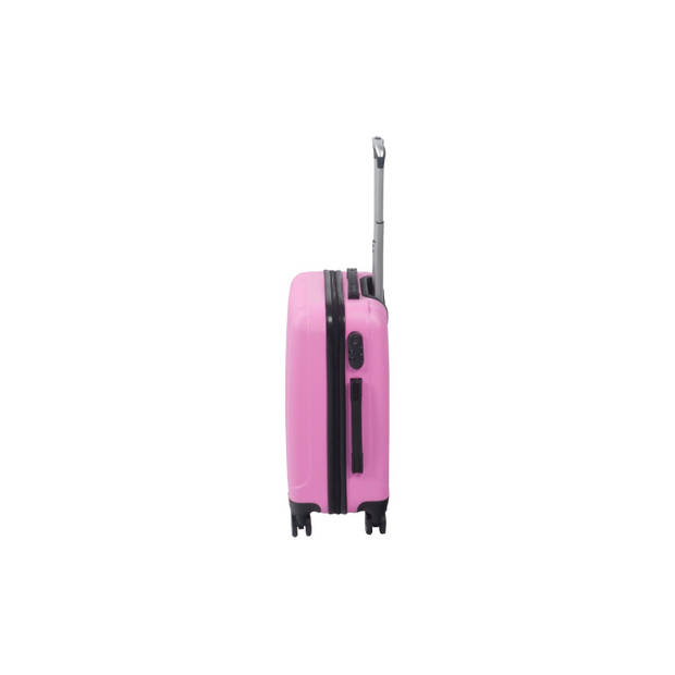 Handbagage koffer 55cm roze 4 wielen trolley met pin slot reiskoffer