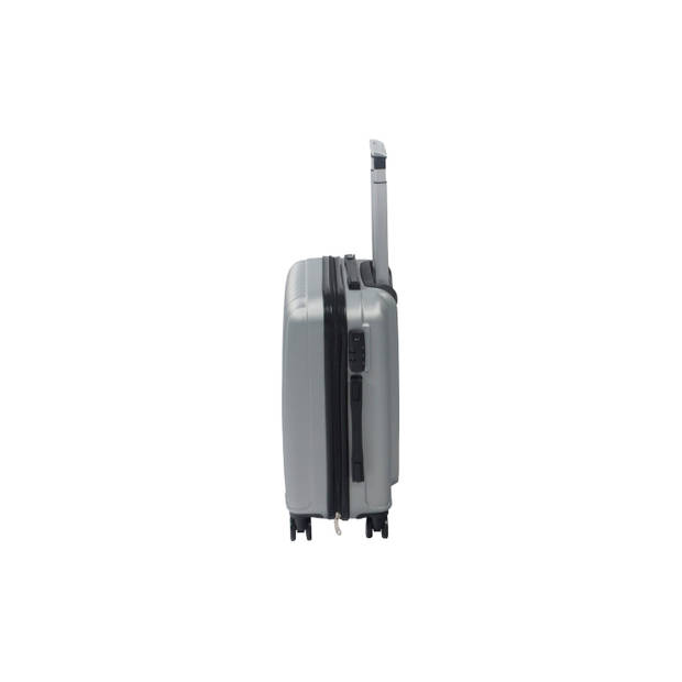 Handbagage koffer 55cm zilver 4 wielen trolley met pin slot reiskoffer