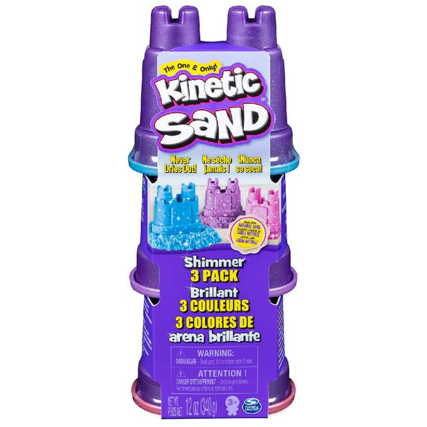 Kinetic Sand speelzand Shimmers 3 stuks 113 gram roze/paars/blauw