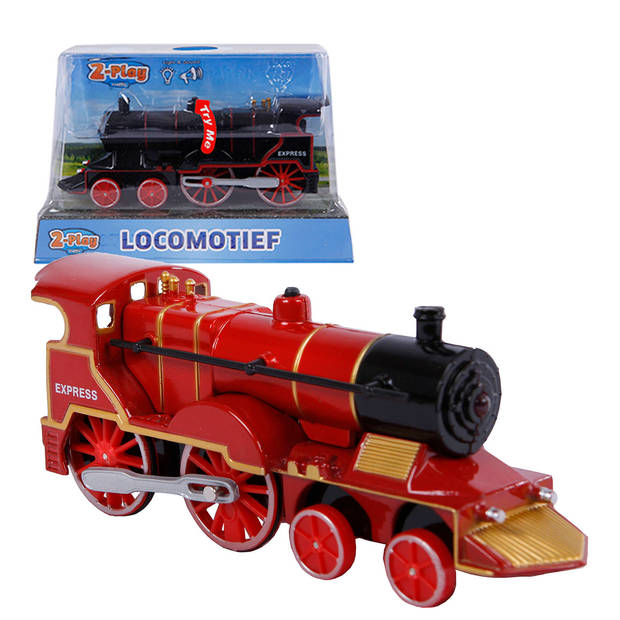 2-Play locomotief met licht en geluid pull-back 14 cm rood