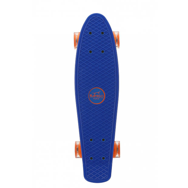 AMIGO skateboard met ledverlichting - ABEC 7 lagers - Blauw deck & Oranje wheels
