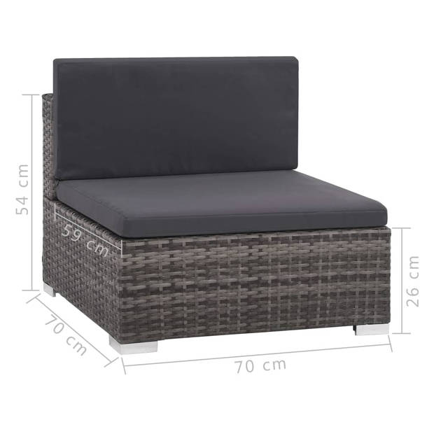 vidaXL 8-delige Loungeset met kussens poly rattan grijs