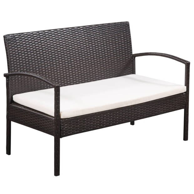 vidaXL 5-delige Loungeset met kussens poly rattan bruin