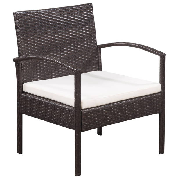 vidaXL 5-delige Loungeset met kussens poly rattan bruin