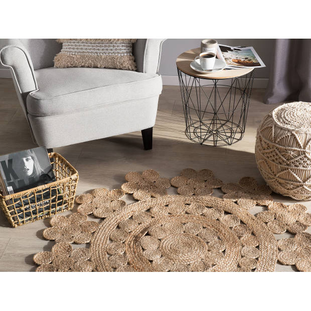 Beliani BIRECIK - Laagpolig-Beige-Jute