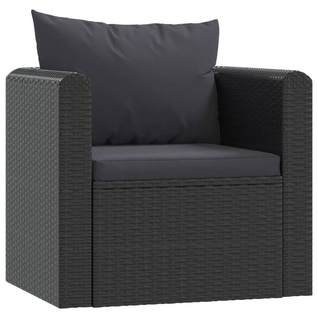 vidaXL 7-delige Loungeset met kussens poly rattan zwart