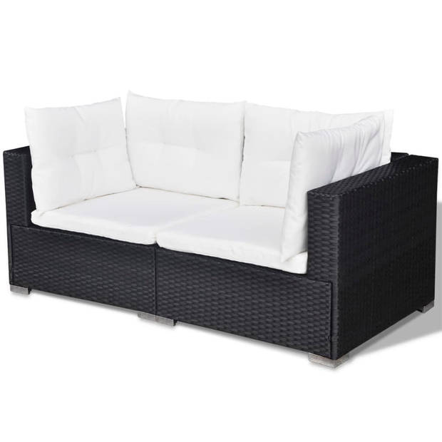 vidaXL 5-delige Loungeset met kussens poly rattan zwart